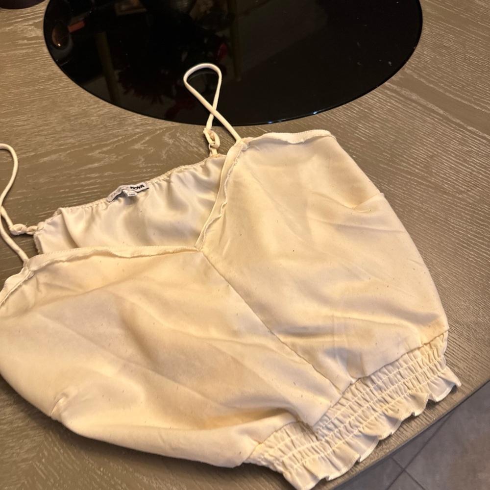 V neck white tank top